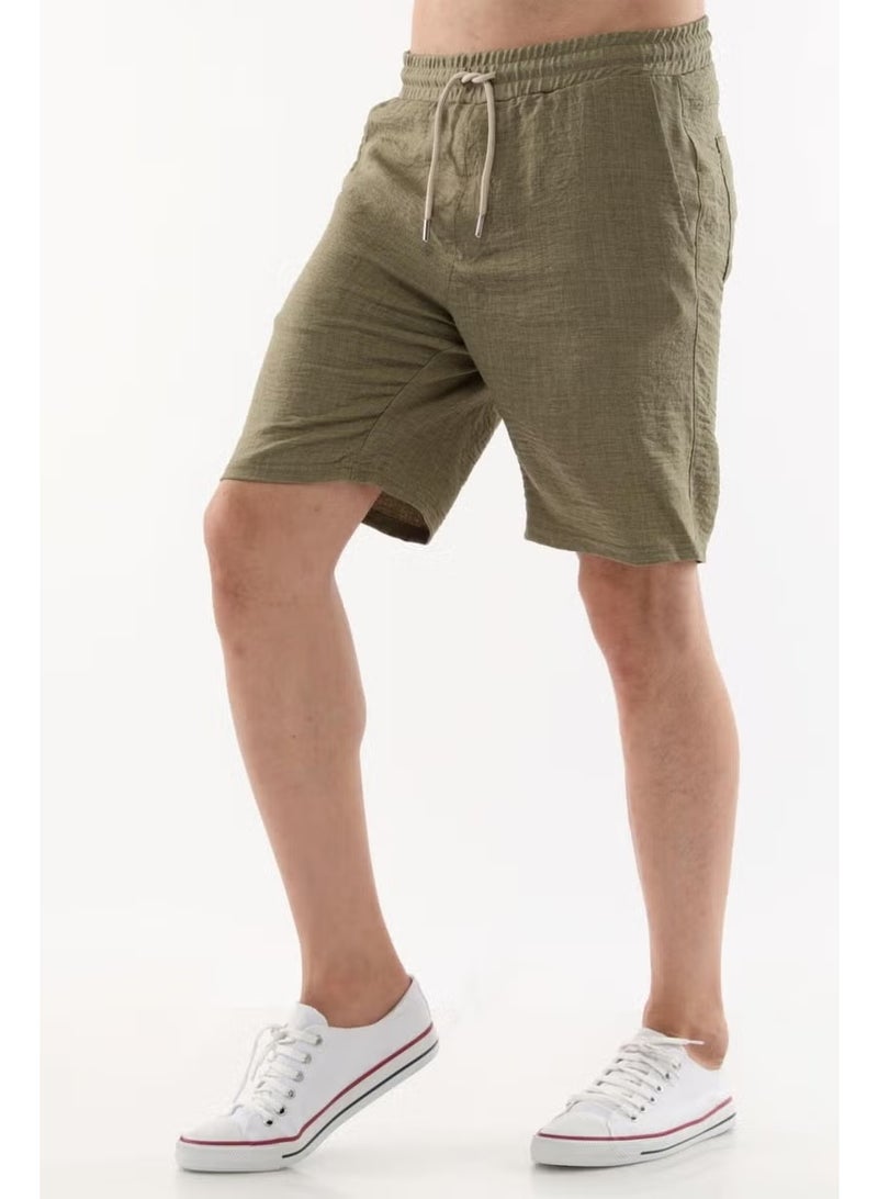 Cedy Denim Synthetic Linen High Waist Elastic, Loose Cut Men's Shorts C348 - Image 3